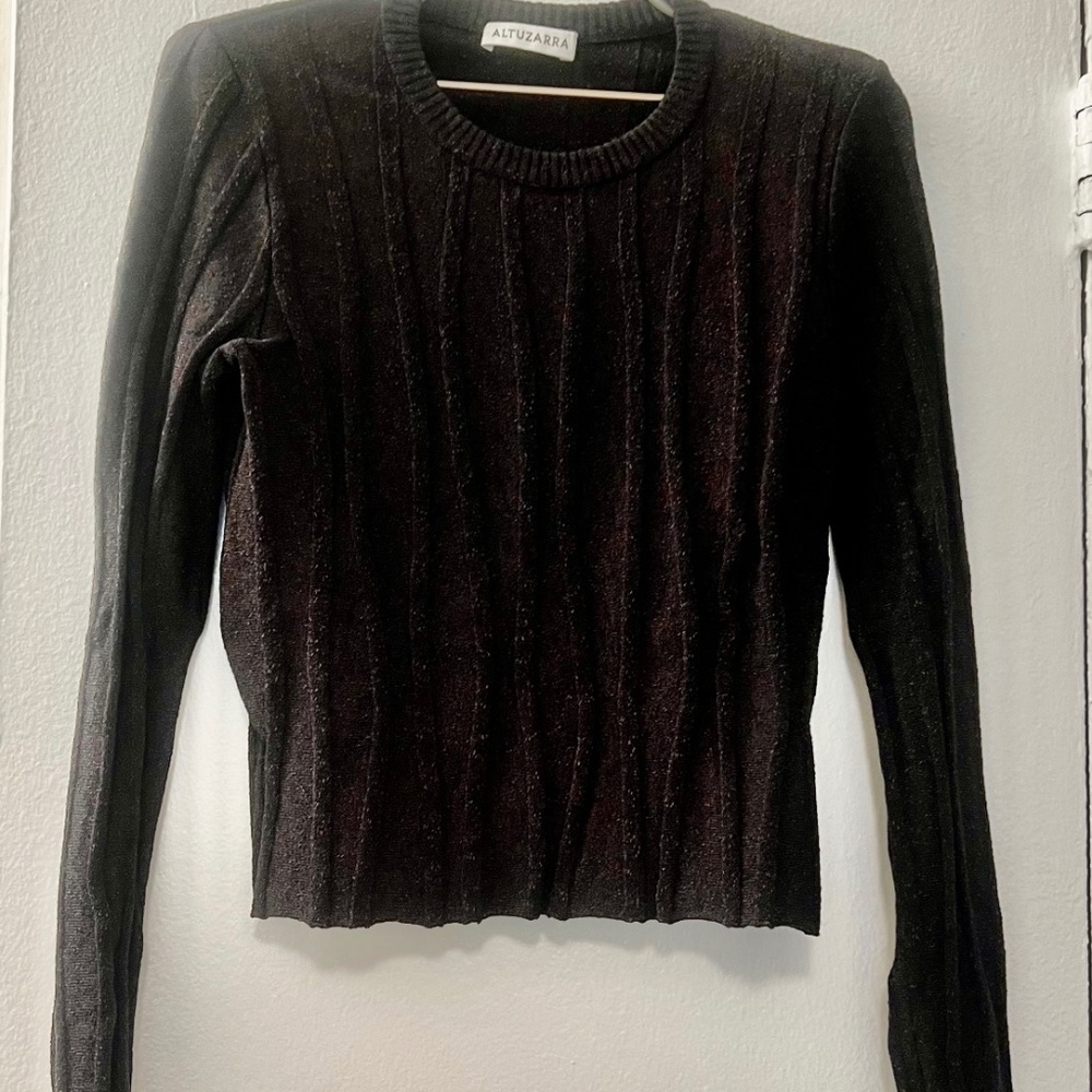 Altuzarra Black Marbled Stretch Top